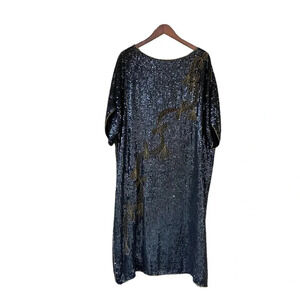 Vintage 90s Black and gold sequin shift dress